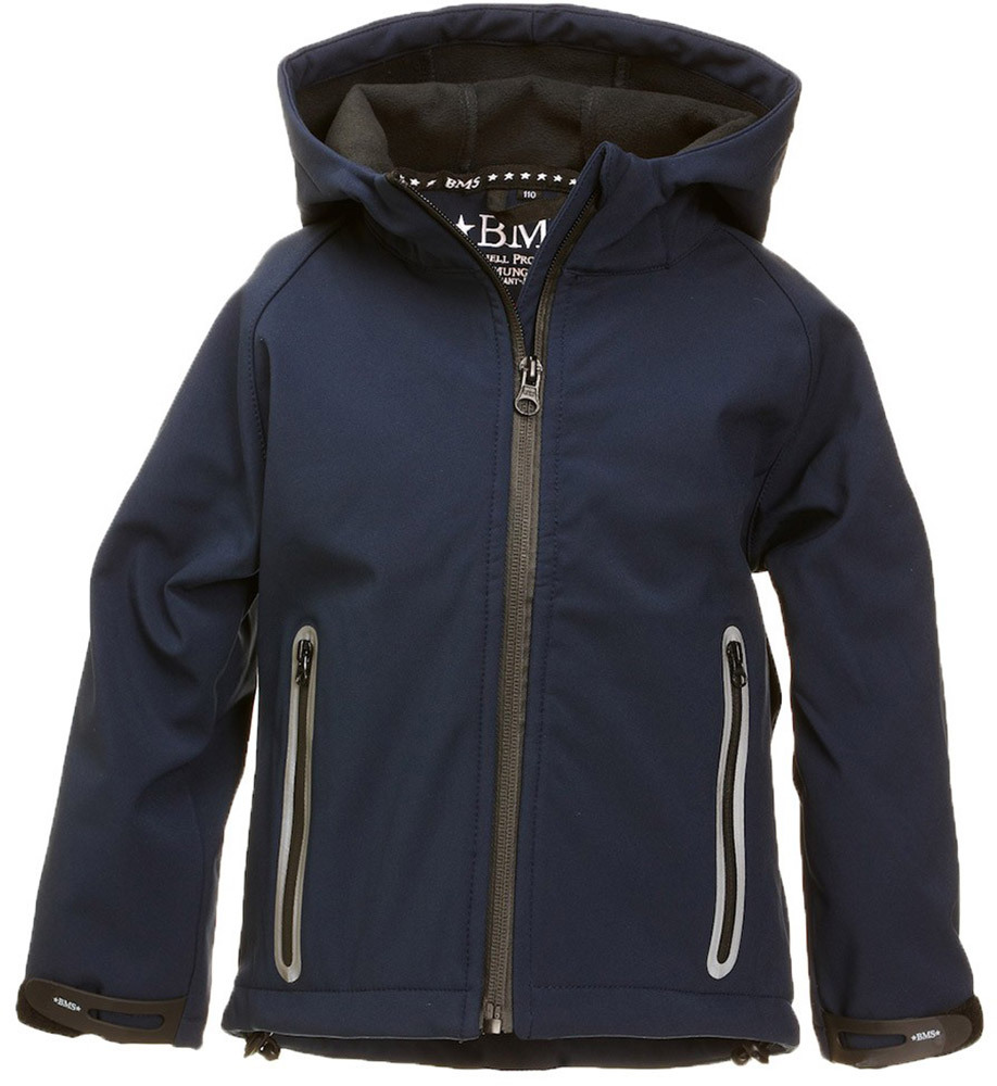 BMS SoftShell Kids Kapuzenjacke mit Fleece-Futter marine 110 marine