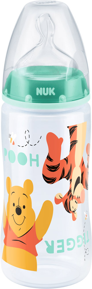 NUK First Choice+ Disney Winnie Flasche minze, 300 ml, kiefergerechter Silikon-Trinksauger, 6-18 Monate (10216199)