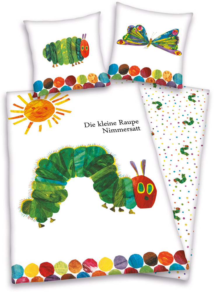 Herding Heimtextil Bettwäsche Raupe Nimmersatt 135 x 200 cm + 80 x 80 cm