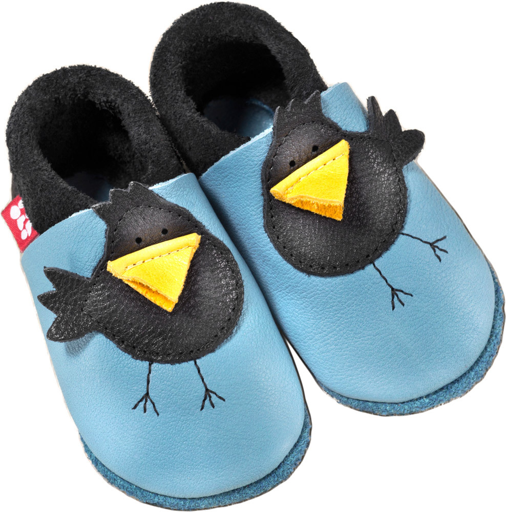 Pololo Krabbelschuh Rabe KARL 18/19 babyblue nero