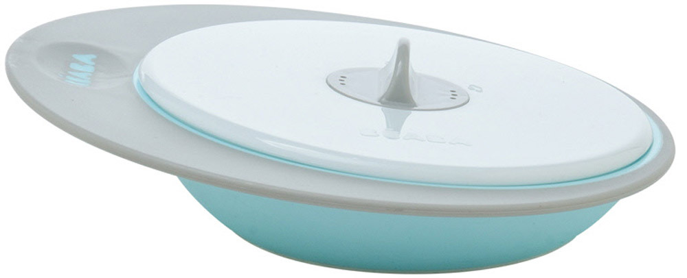 BEABA Teller mit Deckel Ellipse blau