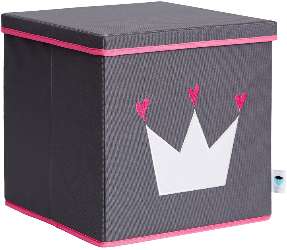 STORE IT Ordnungsbox mit Deckel Krone grau mit weißer Krone