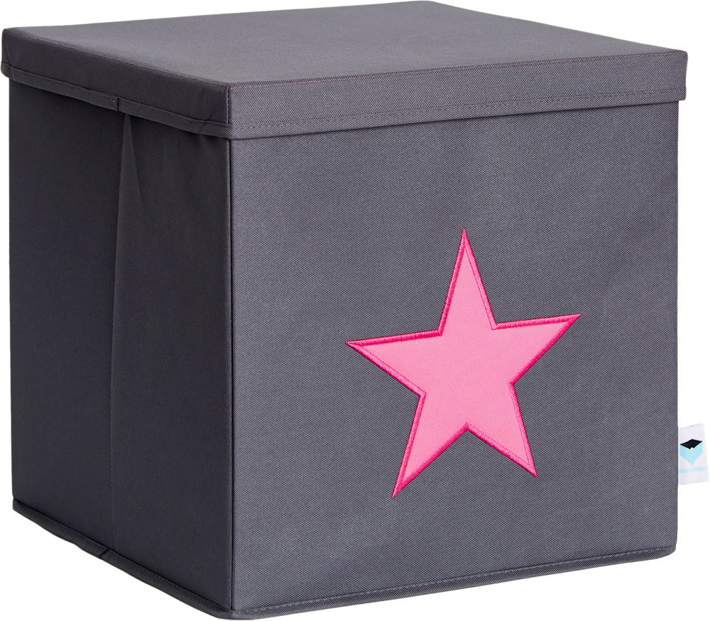 STORE IT Ordnungsbox mit Deckel Stern grau mit rosa Stern