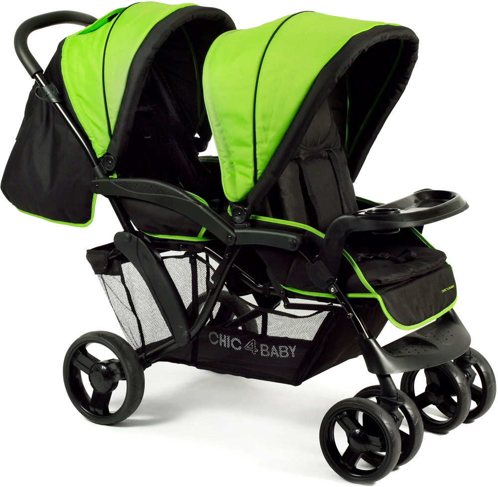 Chic4Baby Geschwisterwagen DOPPIO Schwarz-grün