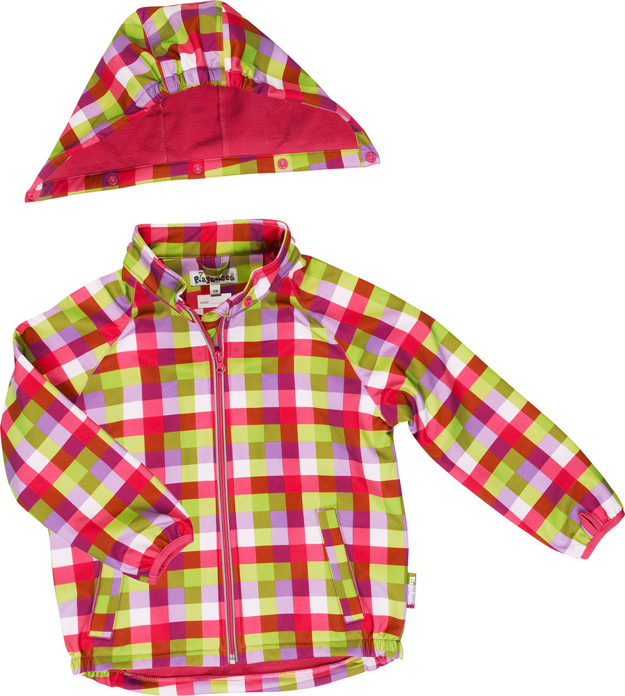 Playshoes Softshell-Jacke Karo gefüttert mit Kapuze 86 pink