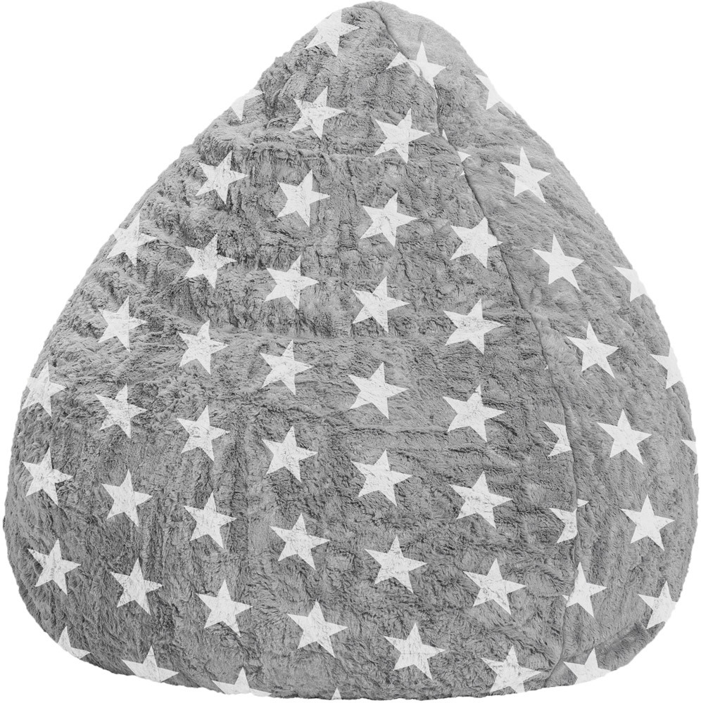 MAGMA Heimtex Sitzsack FLUFFY STARS L grau, 70 x 90 cm